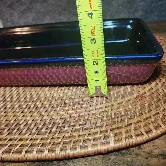 Stoneware Casserole Dish 13.5" x 6" dark blue and mauve on the bottom. - Picture 9 of 9